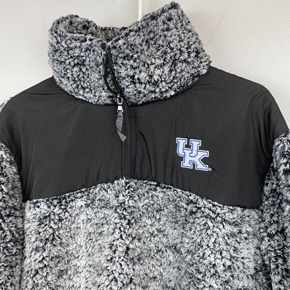 Kentucky Wildcats Pullover Jacket Womens Large Gray Black NCAA Basketball Fleece - Picture 2 of 7